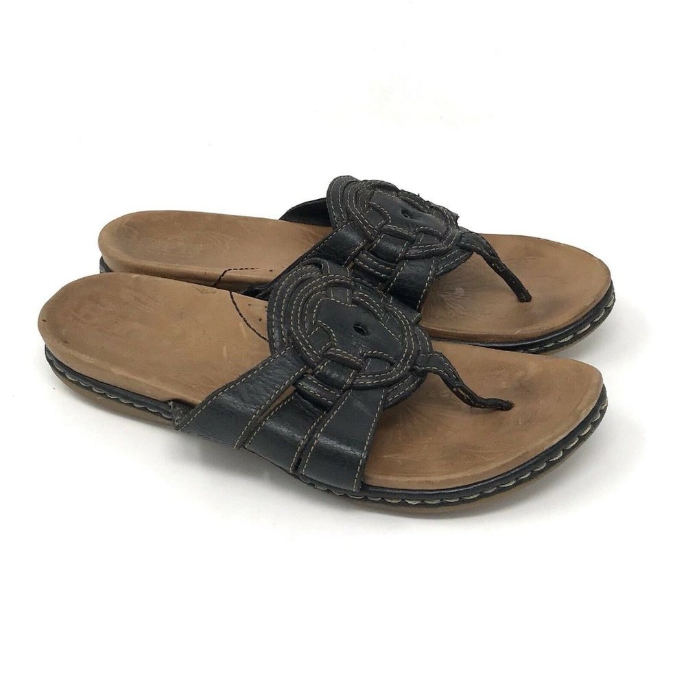 Born Black Woven Leather Flip Flop Thong Sandals 6